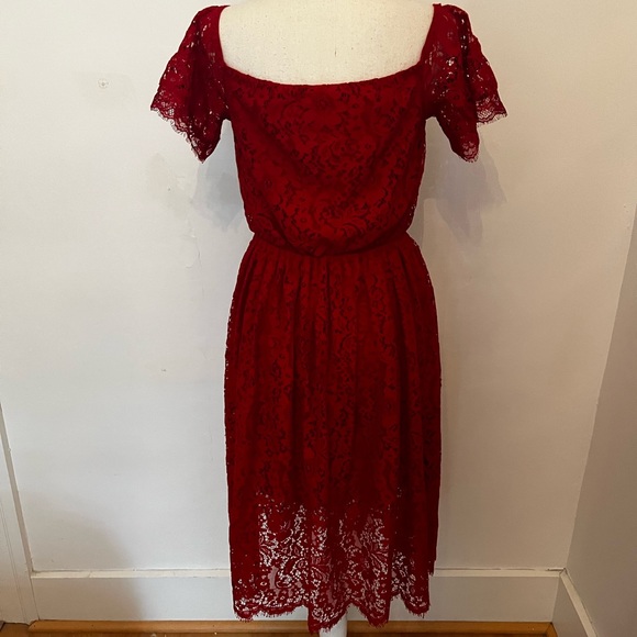 EXPRESS Red Lace Mini Party Dress - Picture 4 of 5